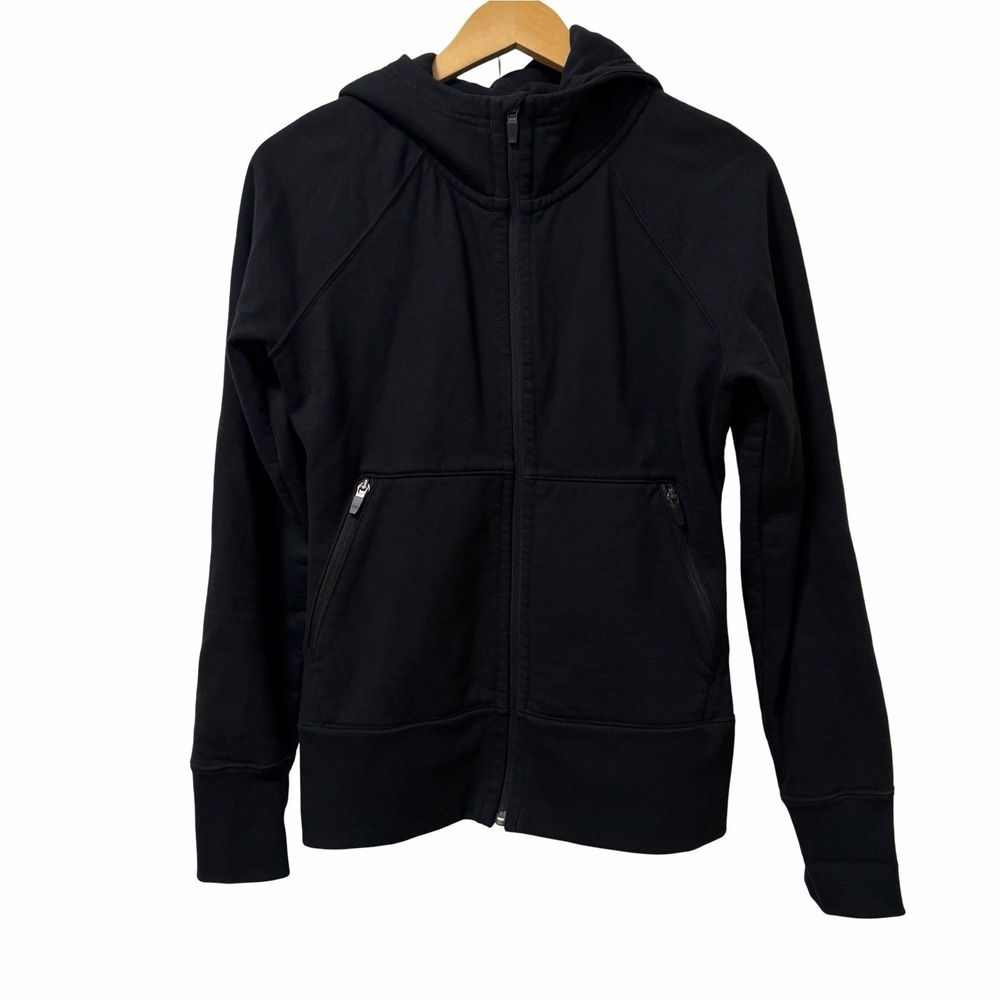 American Giant Womens Classic Full Zip Hooded Sweatshirt Size XS Black USA FLAW